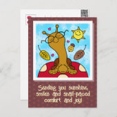 Schattigee slak met bril op paddenstoel Herfst Briefkaart (Voorkant / Achterkant)