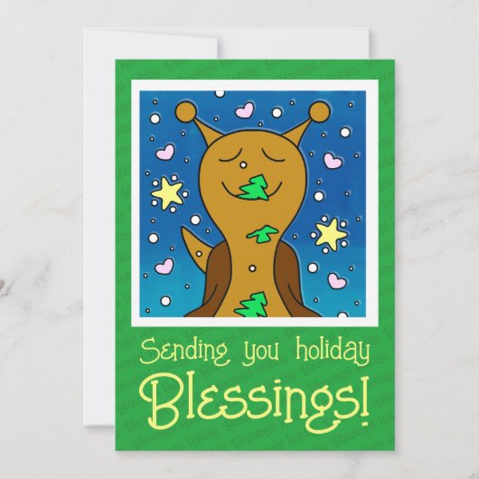 Schattigee slak met kerstkoekje | feestdagenkaart (Voorkant)