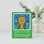 Schattigee slak met kerstkoekje | feestdagenkaart (Staand voorkant)