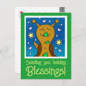 Schattigee slak met kerstkoekje | feestdagenkaart (Voorkant / Achterkant)