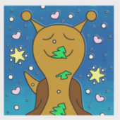 Schattigee slak met kerstkoekje | vinyl sticker (Voorkant)