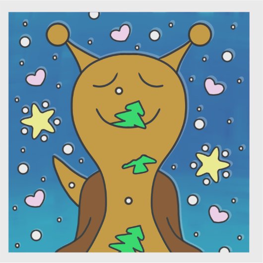 Schattigee slak met kerstkoekje | vinyl sticker (Voorkant)