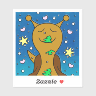 Schattigee slak met kerstkoekje   vinyl sticker