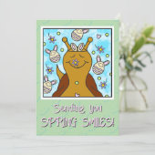 Schattigee slak met konijneneieren Pasen | Feestdagenkaart (Staand voorkant)