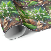 Schattigee slak met Lily of the Valley Flowers Cadeaupapier (Rol Hoek)