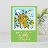 Schattigee slak met paardenbloem vrienden Herfst Kaart (Staand voorkant)