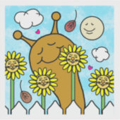 Schattigee slak met paardenbloem vrienden Herfst v Sticker (Voorkant)