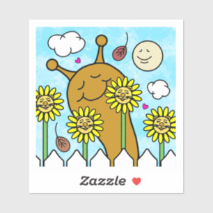 Schattigee slak met paardenbloem vrienden Herfst v Sticker