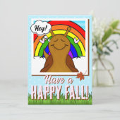 Schattigee slak met regenboog en blad Herfst | gro Kaart (Staand voorkant)