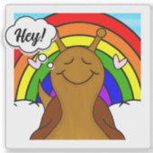 Schattigee slak met regenboog Hey | vinyl Sticker (Voorkant)
