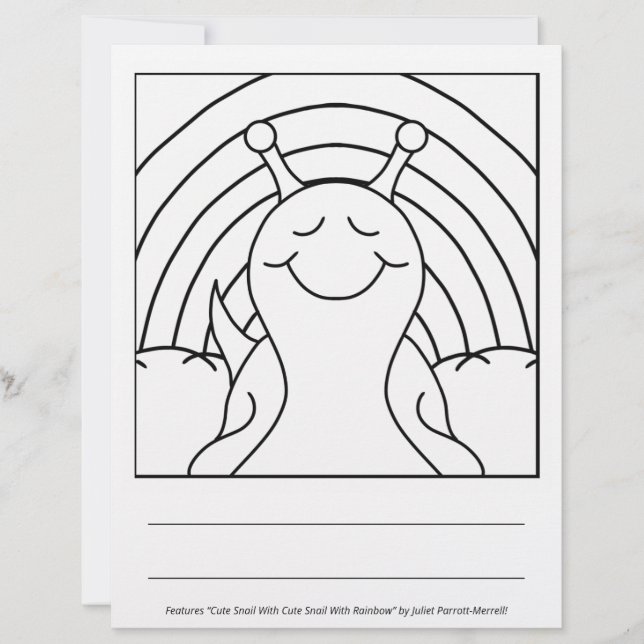 Schattigee slak met regenboog | kleurplaat (Voorkant)