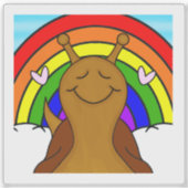 Schattigee slak met regenboog | vinyl sticker (Voorkant)