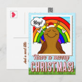 Schattigee slak met regenboog vrolijk kerstfeest | feestdagenkaart (Voorkant / Achterkant)