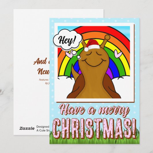 Schattigee slak met regenboog vrolijk kerstfeest | feestdagenkaart (Voorkant / Achterkant)