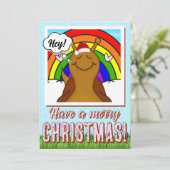 Schattigee slak met regenboog vrolijk kerstfeest | feestdagenkaart (Staand voorkant)