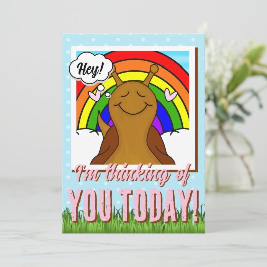 Schattigee slak met regenboogdagenkleuring | groet kaart (Staand voorkant)