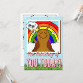 Schattigee slak met regenboogdagenkleuring | groet kaart (Voorkant / Achterkant in situ)