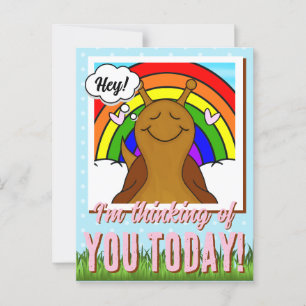 Schattigee slak met regenboogslak-Tastic Day   Briefkaart