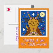 Schattigee slak met vleermuisvleugels Happy Hallow Feestdagenkaart (Voorkant / Achterkant)