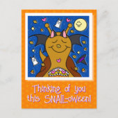 Schattigee slak met vleermuisvleugels Happy Hallow Feestdagenkaart (Voorkant)