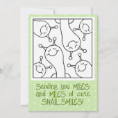 Schattigee slak mijlen van glimlachen vriendschaps kaart (Voorkant)