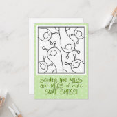 Schattigee slak mijlen van glimlachen vriendschaps kaart (Voorkant / Achterkant in situ)