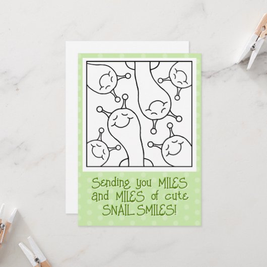 Schattigee slak mijlen van glimlachen vriendschaps kaart (Voorkant / Achterkant in situ)