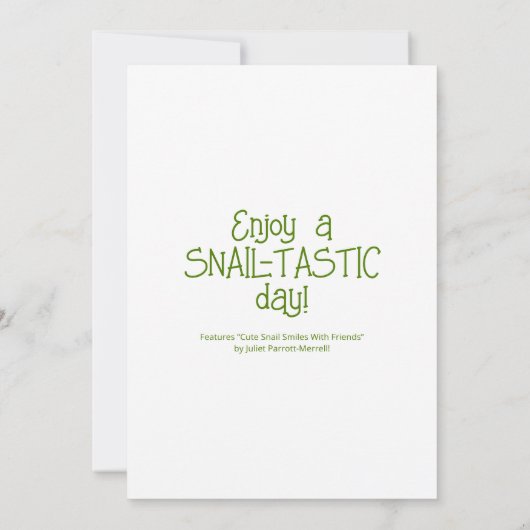 Schattigee slak mijlen van glimlachen vriendschaps kaart (Achterkant)