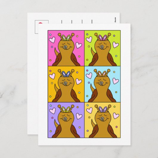 Schattigee slak Pop Art Bunny Ears Easter | Feestdagenkaart (Voorkant / Achterkant)