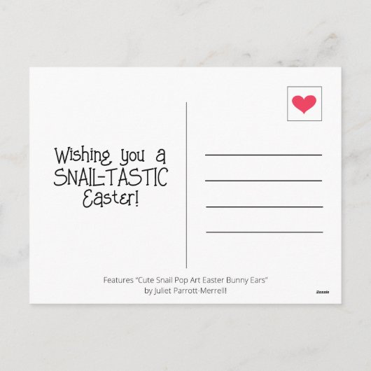 Schattigee slak Pop Art Bunny Ears Easter | Feestdagenkaart (Achterkant)