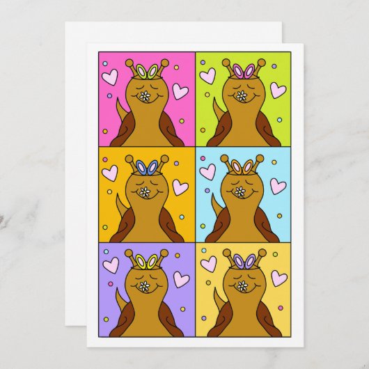 Schattigee slak Pop Art Bunny Ears Easter Feestdagenkaart (Voorkant / Achterkant)