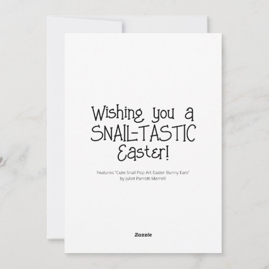 Schattigee slak Pop Art Bunny Ears Easter Feestdagenkaart (Achterkant)