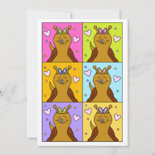 Schattigee slak Pop Art Bunny Ears Easter Feestdagenkaart