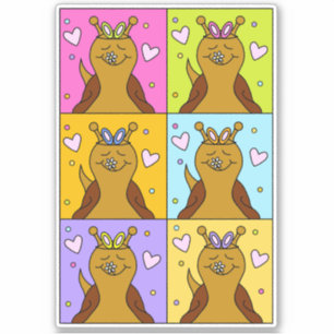 Schattigee slak Pop Art Bunny Ears Easter   vinyl Sticker
