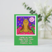 Schattigee slak Royally Fun Summer Strawberry Moon Briefkaart (Staand voorkant)