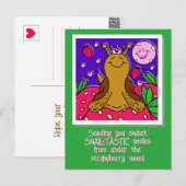 Schattigee slak Royally Fun Summer Strawberry Moon Briefkaart (Voorkant / Achterkant)