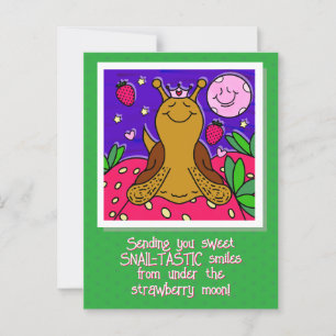 Schattigee slak Royally Fun Summer Strawberry Moon Briefkaart