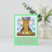 Schattigee Slak Roze Haar Ribbon  Meisje Lachen Briefkaart (Staand voorkant)