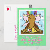 Schattigee Slak Roze Haar Ribbon  Meisje Lachen Briefkaart (Voorkant / Achterkant)