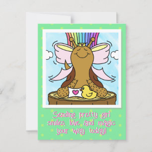 Schattigee Slak Roze Haar Ribbon  Meisje Lachen Briefkaart