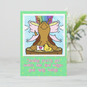 Schattigee Slak Roze Haar Ribbon  Meisje Lachen Kaart (Staand voorkant)