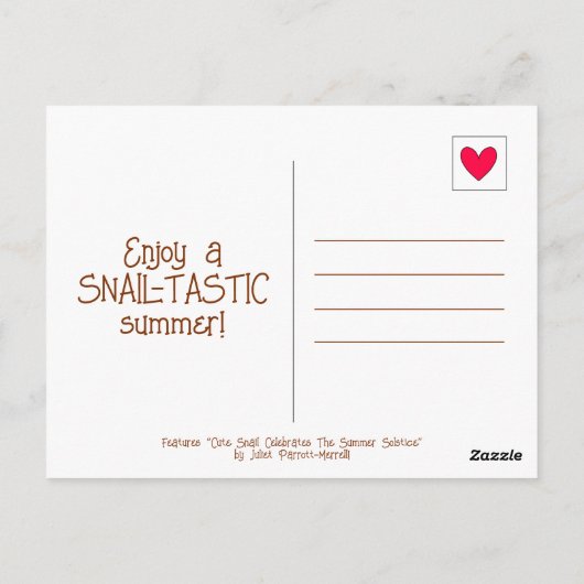 Schattigee slak Spe-shell Zomer Zonnewende Zegenin Briefkaart (Achterkant)