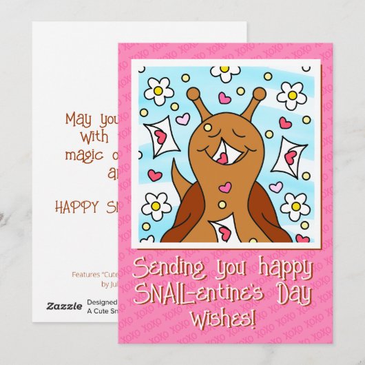 Schattigee slak Valentijnsdag | Feestdagenkaart (Voorkant / Achterkant)