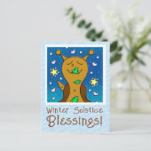 Schattigee slak winter zonnewende zegeningen feestdagenkaart (Staand voorkant)