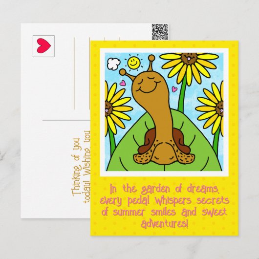 Schattigee slak zomer tuin chat denken aan jou briefkaart (Voorkant / Achterkant)