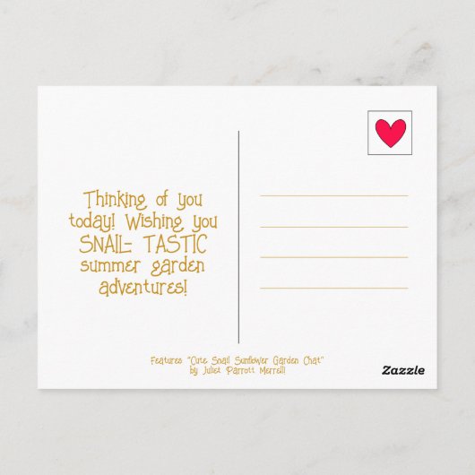 Schattigee slak zomer tuin chat denken aan jou briefkaart (Achterkant)