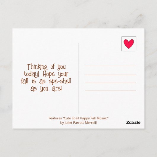 Schattigee slak zonneschijn en bladmozaïek Happy H Briefkaart (Achterkant)