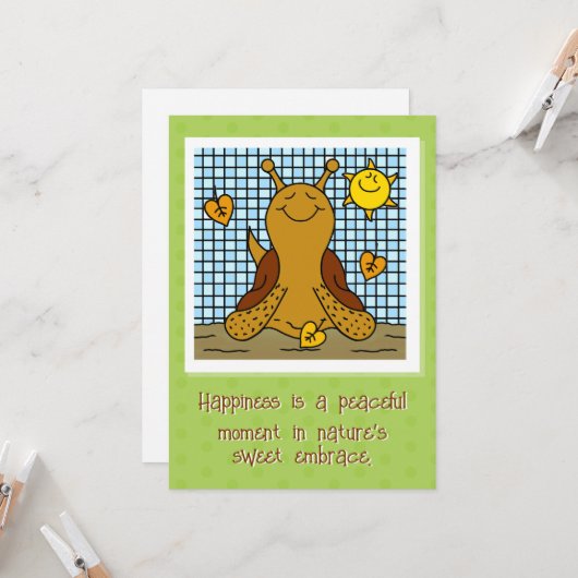 Schattigee slak zonneschijn en bladmozaïek Happy H Kaart (Voorkant / Achterkant in situ)