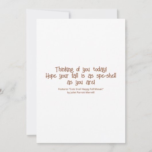 Schattigee slak zonneschijn en bladmozaïek Happy H Kaart (Achterkant)