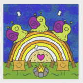 Schattigee slakken Crossing Rainbow Log Herfst Vin Sticker (Voorkant)